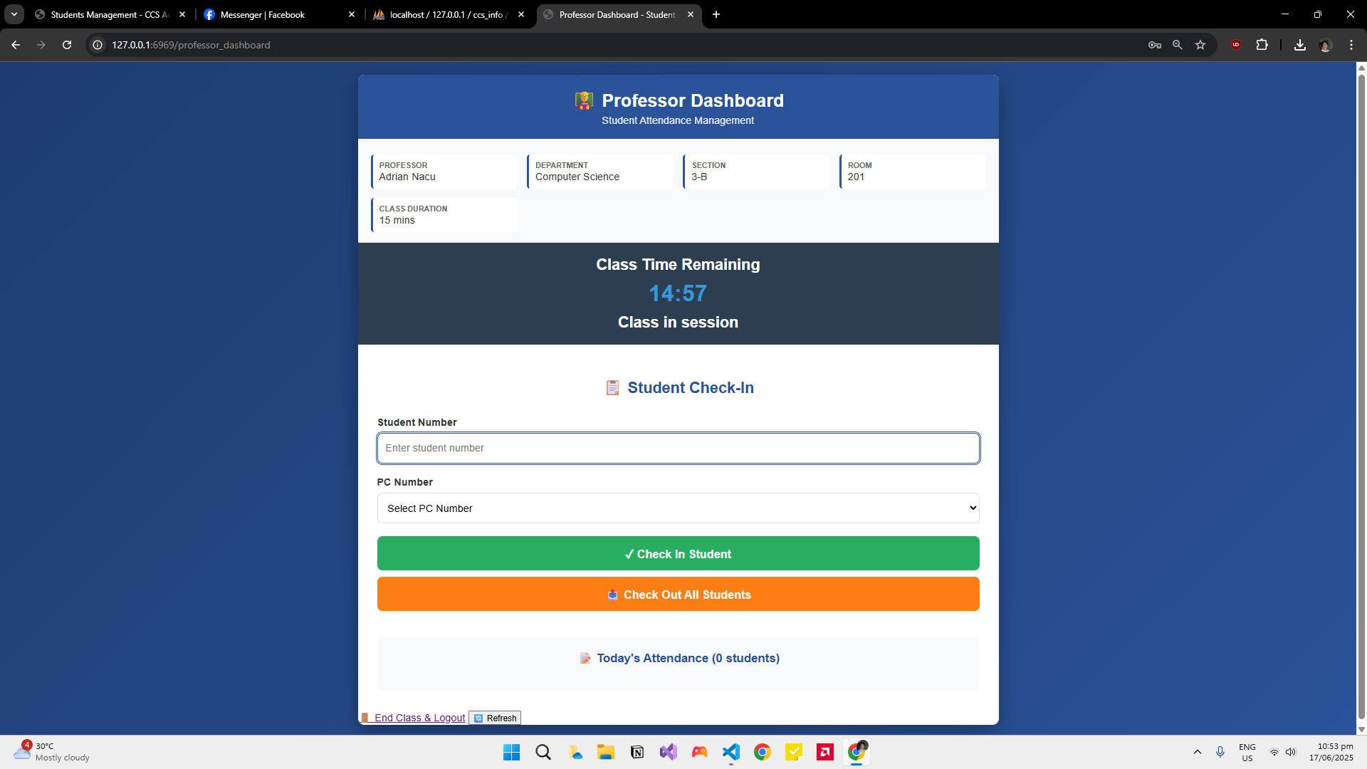CCS Information and Room Tracking System screenshot